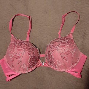 Pink floral double push up bra EUC